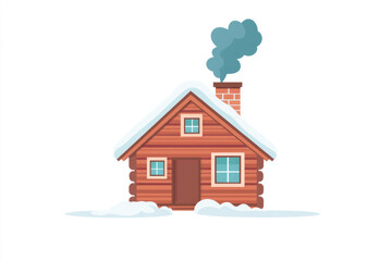 Cabin smoke winter snow house chimney cozy log wood