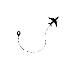 Airplane Route: An aerial illustration captures a flight path marked by dotted lines, symbolizing the journey of an aircraft from its starting point, hinting at travel and adventure.