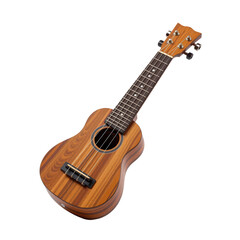 Obraz premium Beautiful Wooden Ukulele with Natural Grain Patterns on White Background