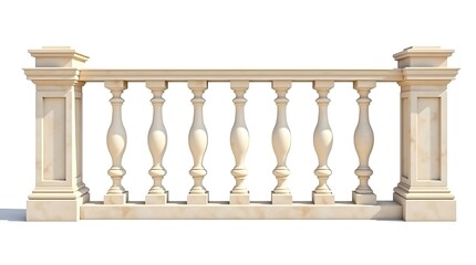 Decorative balustrade isolated on white background, architectural element