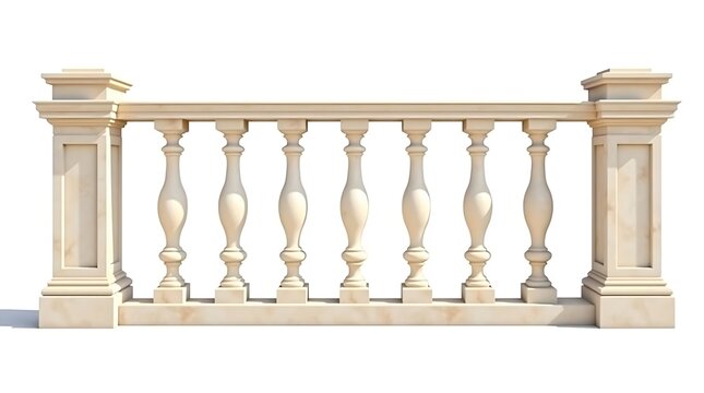 Decorative balustrade isolated on white background, architectural element