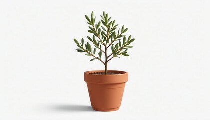 Fototapeta premium Decorative Plant in a Simple Brown Pot with Fresh Green Leaves for Modern Home Decor and Interior Design