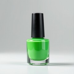 Obraz premium Bright Green Nail Polish Bottle Isolated on Gray Background Perfect for Beauty and Fashion Related Projects