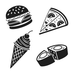 Fast food icon set illustration