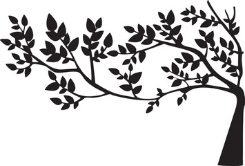 Vector of a Tree Branch Bending to Light Editable Icon Silhouette