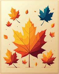 Autumn Maple Leaves Composition Fall Season Vector Illustration