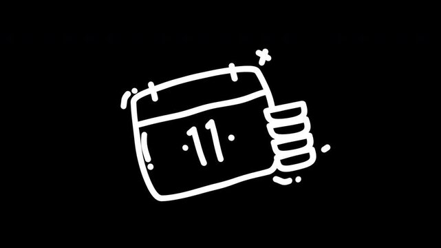 Creative illustration of a calendar with the number 11, set against a black background, ideal for digital design