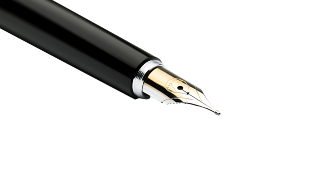 Elegant Fountain Pen Nib Detail PNG on Transparent Background