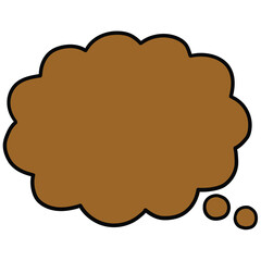 Hand-drawn cartoon empty brown speech bubble on a white background.