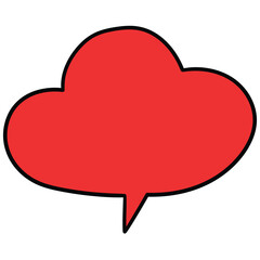 Hand-drawn cartoon empty red speech bubble on a white background.