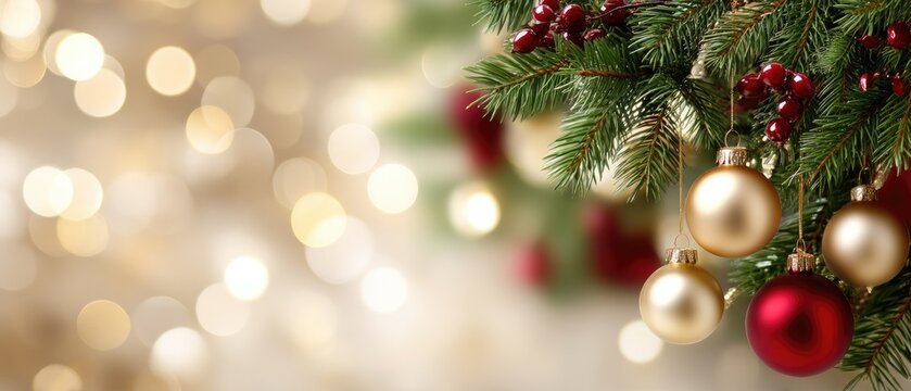 Bright and vibrant colors create a festive tree shape with illuminated ornaments, capturing a joyful holiday spirit in an abstract style