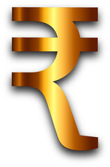 Shiny Gold Metallic Indian Rupee Currency Symbol