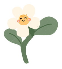 Kawaii Flower with Happy Smiling Face Doodle