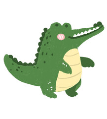 Cute Hand-Drawn Alligator or Crocodile Illustration