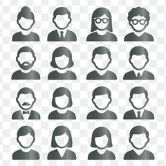 Flat design user profile avatars and business people icons set.