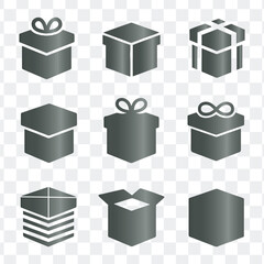 Gift Boxes and Packaging Isometric Line Vector Icons