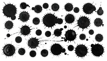 Black Ink Splatters - A Collection of Abstract Circular Designs.