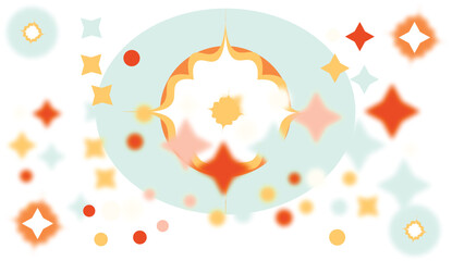 Whimsical abstract background with glowing starbursts and soft pastel colors