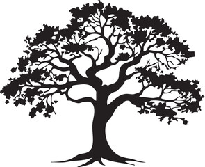 Obraz premium Vector of a Large Old Tree Editable Icon Silhouette