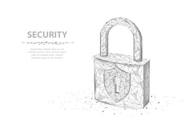 Lock. Abstract 3d wireframe lock isolated on white. Security, safe, privacy or other concept vector illustration or background

