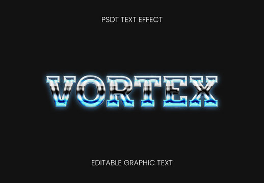 Blue And Black Chrome 80s Text Effect Retro Shine Font