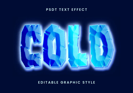 Blue Frozen Block Text Effect Cold Beveled Font