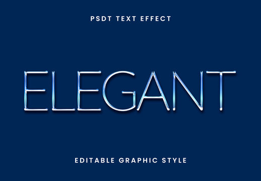 Blue Metallic Glass Text Effect Elegant Modern Glossy Font