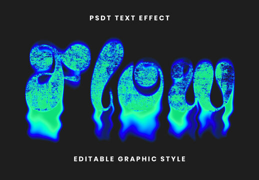 Green And Blue Acid Color Leak Text Effect Distorted Grunge Psychedelic Font