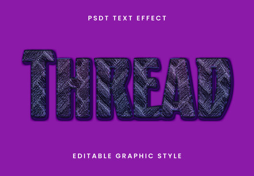 Purple Embroidered Stitch Text Effect Thread Textile Font