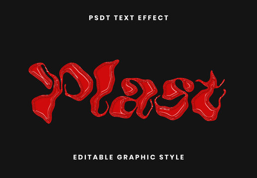 Red Distorted Plastic Text Effect Glossy Abstract Font