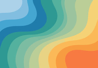 Abstract wavy color gradient background in shades of blue, green, yellow, and orange.
