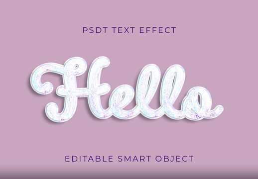 Violet And White Luxury Holographic Foil Text Effect Script Balloon Glitter Font