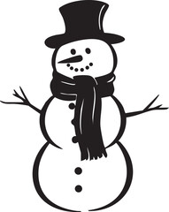 Vector of a Snowman Editable Icon Silhouette