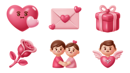 Cute Love Icons Set – Valentine’s Day, Romance, Gifts, and Affection Symbols