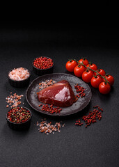 Tuna steak for sashimi or sushi, smoked fish. Tuna steak as a food background