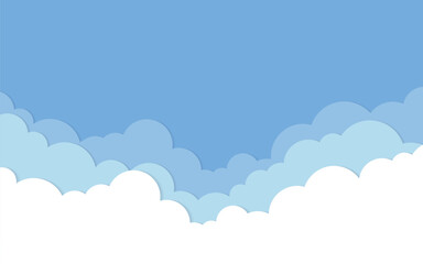 Abstract background with blue sky and stylized clouds. Graphic image, without specific objects, architecture, or text. Suitable as a background or design element.