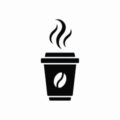 Vector illustration disposable coffee cup with steam, black silhouette