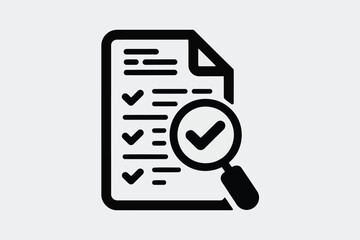 Vector illustration document with magnifying glass and check mark icon