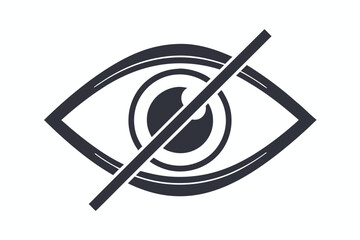 Stylized eye icon shows a vision impaired with a slash through it symbolizing restriction