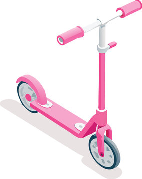 Pink Girls Scooter with White Wheels  Foldable Design Minimal Product Photography on White