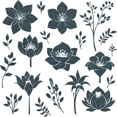 A Collection of Elegant Silhouette Floral Designs Perfect for Artistic Applications