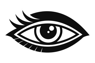 Symbolic black and white presents an open eye with prominent eyelashes and pupil