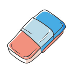 Vector illustration of a pink and blue eraser icon for drawing and correction