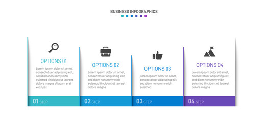 Progress bar featuring 4 arrow-shaped elements, symbolizing the four stages of business strategy and progression. Clean timeline infographic design template. Vector for mobile presentation.
