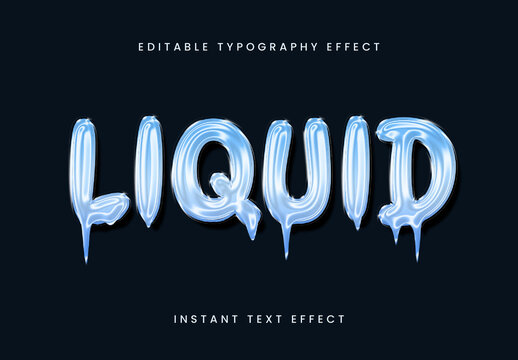Light Blue Liquid Text Effect Fluid Gloss Drip Font