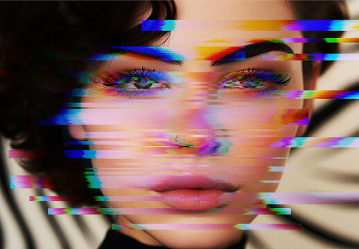 Black And White VHS Glitch Photo Effect