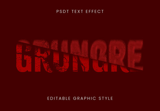 Red Grunge Split Text Effect Distorted Cracked Font