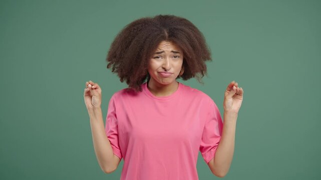 Young Woman Girl Rolls Eyes, Makes Blah Gesture,Bored Facial Expression,Sarcasm 