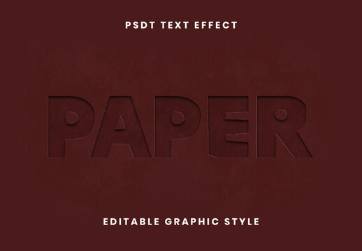 Red Pressed Paper Text Effect Cutout Shadow Font