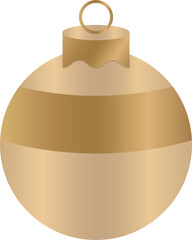 Gold Christmas Bauble Ornament with Stripes